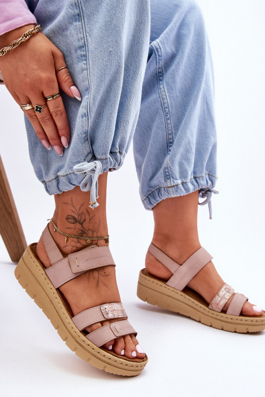 Sandalias con cierres adhesivos rosa Fresh Look