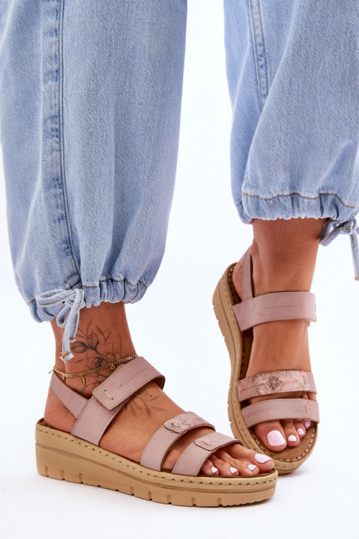 Sandalias con cierres adhesivos rosa Fresh Look