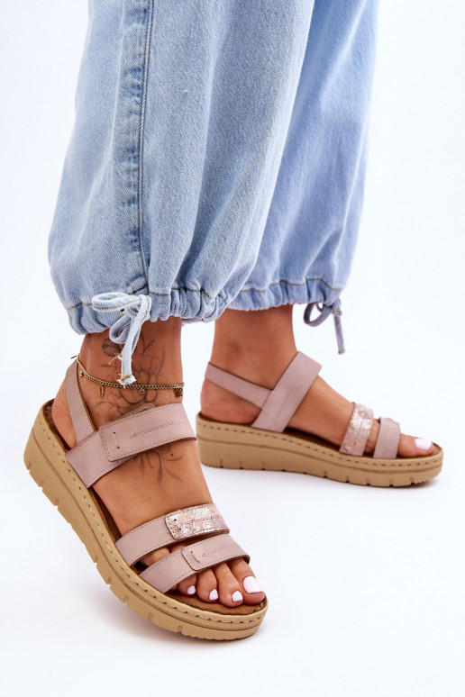 Sandalias con cierres adhesivos rosa Fresh Look