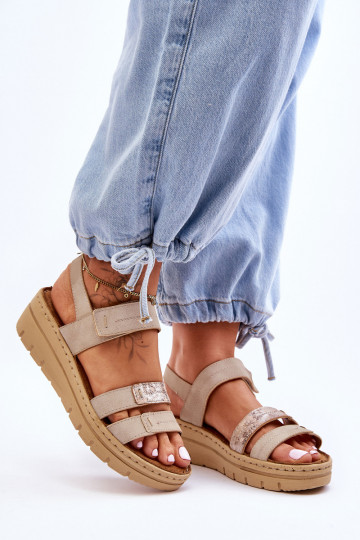 Sandalias con cierres adhesivos beige Fresh Look
