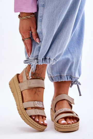 Sandalias con cierres adhesivos beige Fresh Look 2