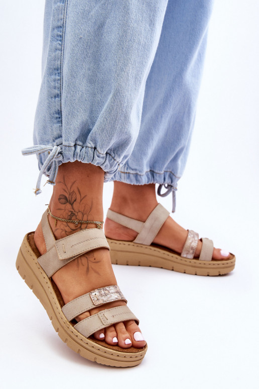 Sandalias con cierres adhesivos beige Fresh Look