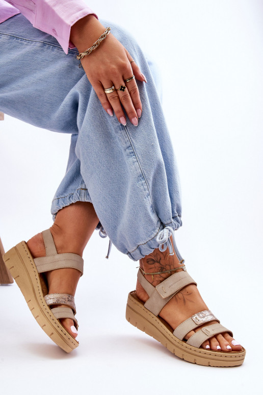 Sandalias con cierres adhesivos beige Fresh Look