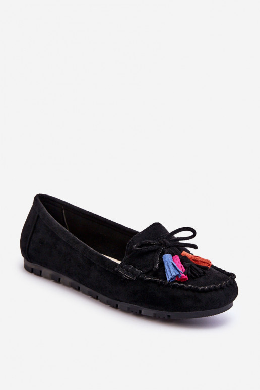 Mocasines de ante con borlas en negro Dorine