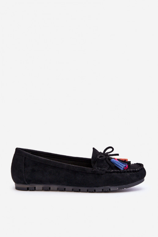 Mocasines de ante con borlas en negro Dorine