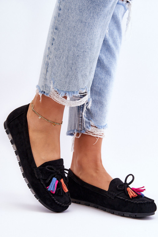 Mocasines de ante con borlas en negro Dorine