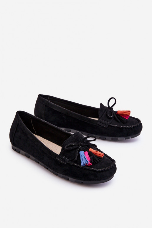 Mocasines de ante con borlas en negro Dorine