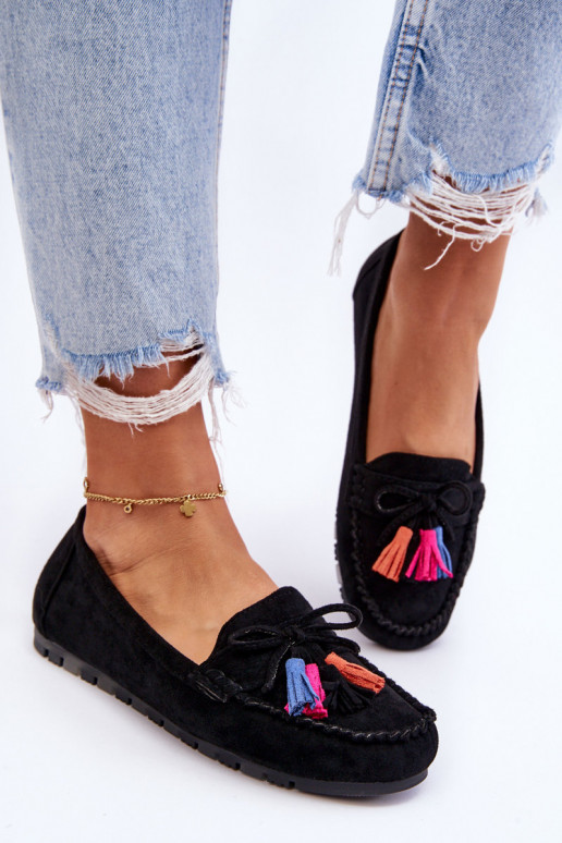 Mocasines de ante con borlas en negro Dorine