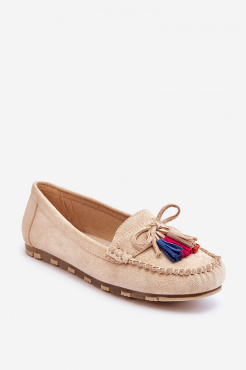 Mocasines de ante con borlas beige Dorine