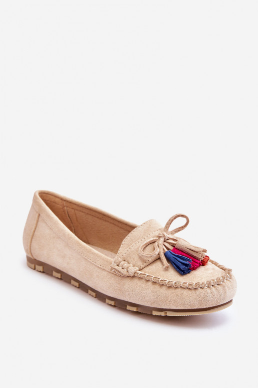 Mocasines de ante con borlas beige Dorine