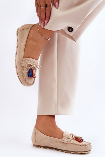 Mocasines de ante con borlas beige Dorine 2