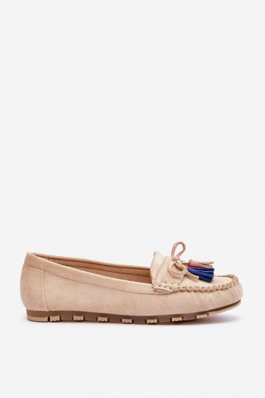 Mocasines de ante con borlas beige Dorine