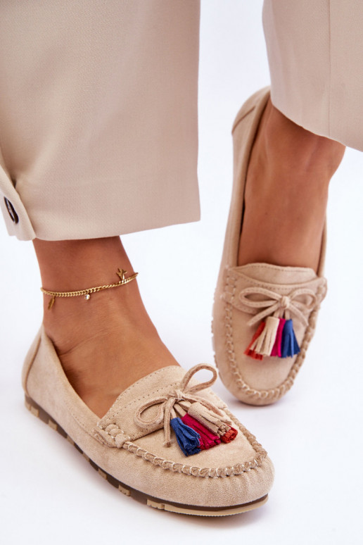 Mocasines de ante con borlas beige Dorine