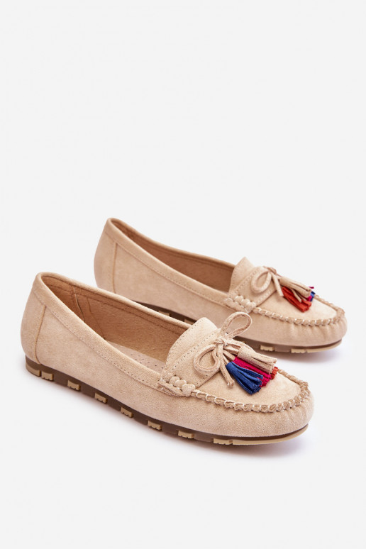 Mocasines de ante con borlas beige Dorine