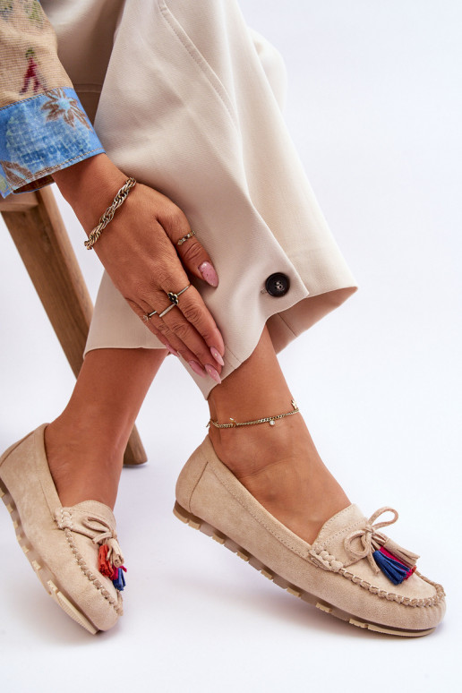 Mocasines de ante con borlas beige Dorine