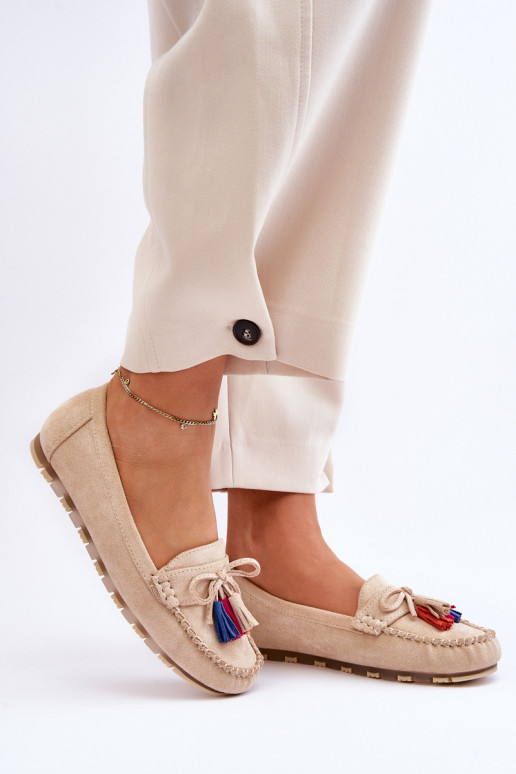 Mocasines de ante con borlas beige Dorine