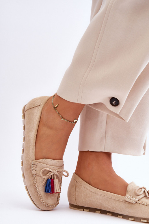 Mocasines de ante con borlas beige Dorine