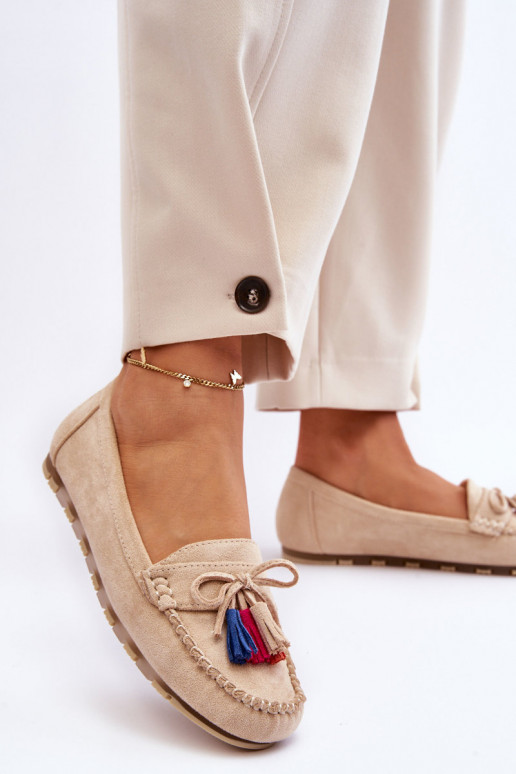 Mocasines de ante con borlas beige Dorine
