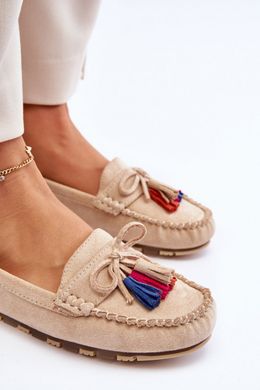 Mocasines de ante con borlas beige Dorine