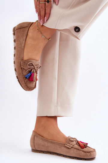Mocasines de ante con borlas beige Dorine 2