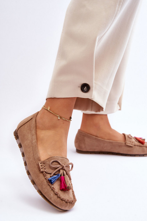 Mocasines de ante con borlas beige Dorine