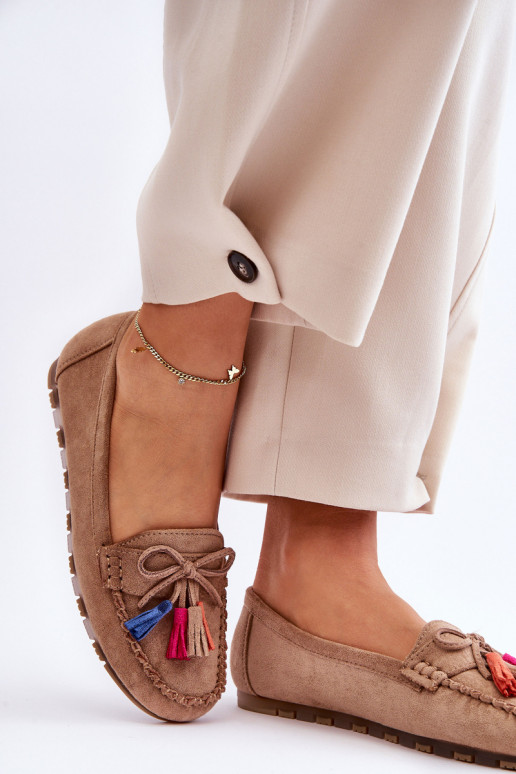 Mocasines de ante con borlas beige Dorine