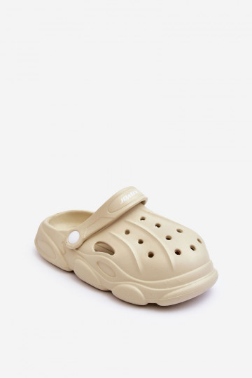 Chanclas infantiles tipo Crocs beige Cloudy