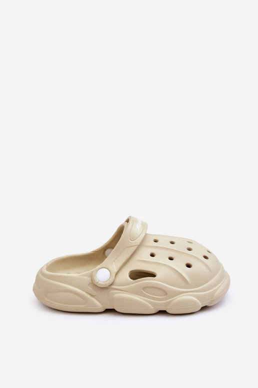 Chanclas infantiles tipo Crocs beige Cloudy