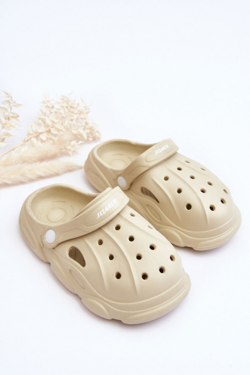 Chanclas infantiles tipo Crocs beige Cloudy
