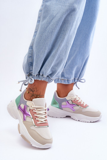 Zapatillas modelo zapatos con cordones color beige-verde Cortes