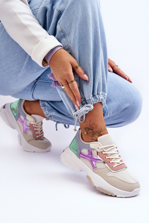 Zapatillas modelo zapatos con cordones color beige-verde Cortes Zapatillas modelo zapatos con cordones color beige-verde Cortes