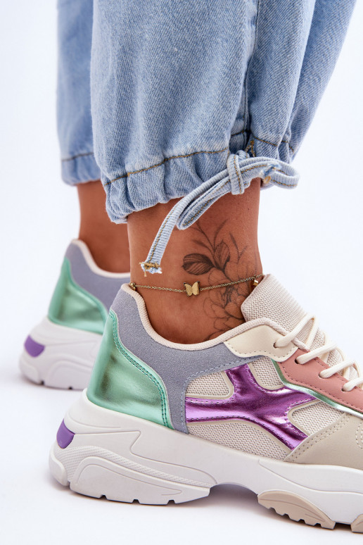 Zapatillas modelo zapatos con cordones color beige-verde Cortes Zapatillas modelo zapatos con cordones color beige-verde Cortes