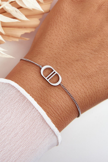 Brazalete de acero inoxidable plateado