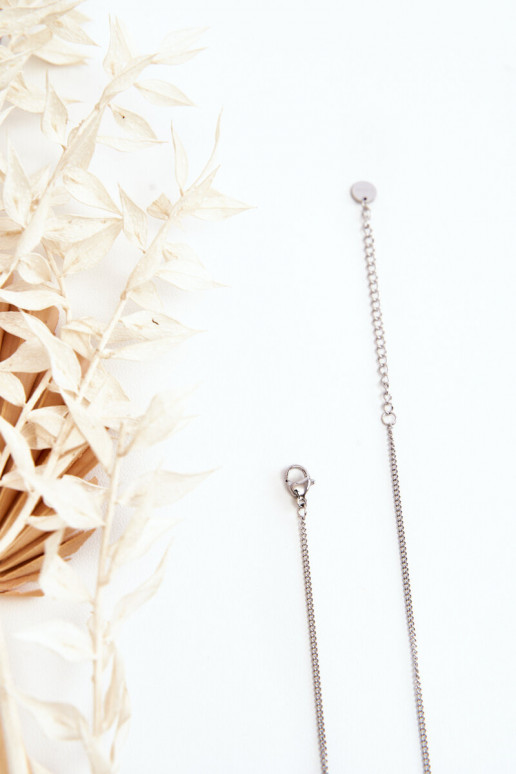 Collar elaborado en acero inoxidable en color plata.