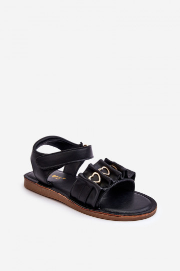 Sandalias infantiles con cierres adhesivos en color negro Habana