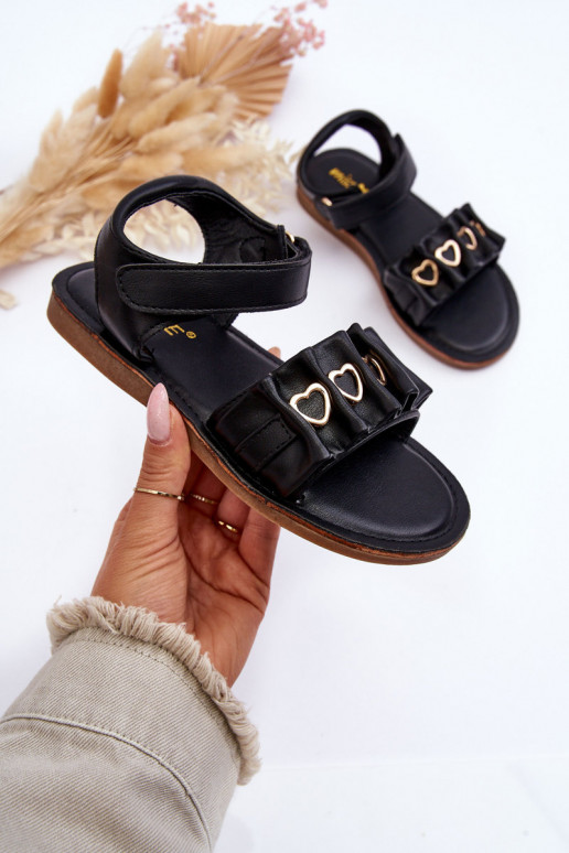 Sandalias infantiles con cierres adhesivos en color negro Habana