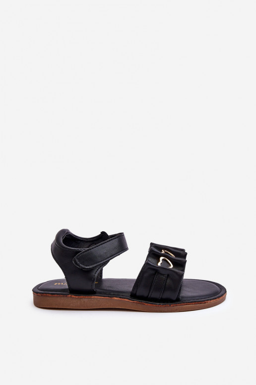 Sandalias infantiles con cierres adhesivos en color negro Habana