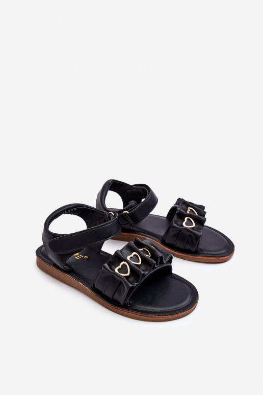 Sandalias infantiles con cierres adhesivos en color negro Habana
