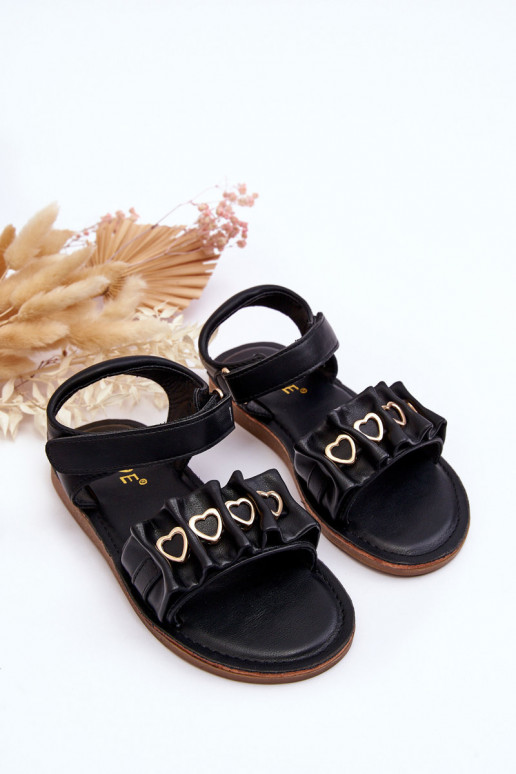 Sandalias infantiles con cierres adhesivos en color negro Habana