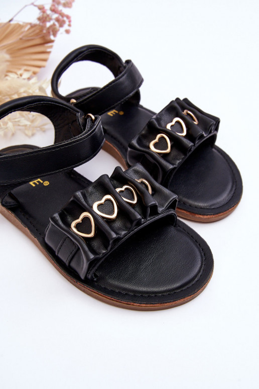 Sandalias infantiles con cierres adhesivos en color negro Habana