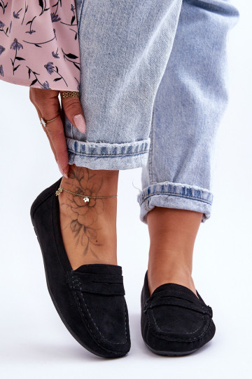 Mocasines elegantes de ante en color negro Lenvie 2