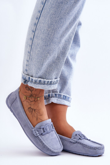 Mocasines de ante en azul Rabell