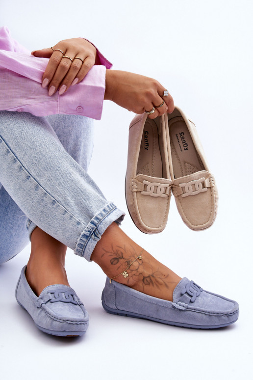 Mocasines de ante en azul Rabell