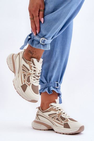 Deportivas con cordones color beige Emare