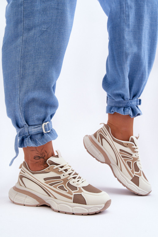 Deportivas con cordones color beige Emare