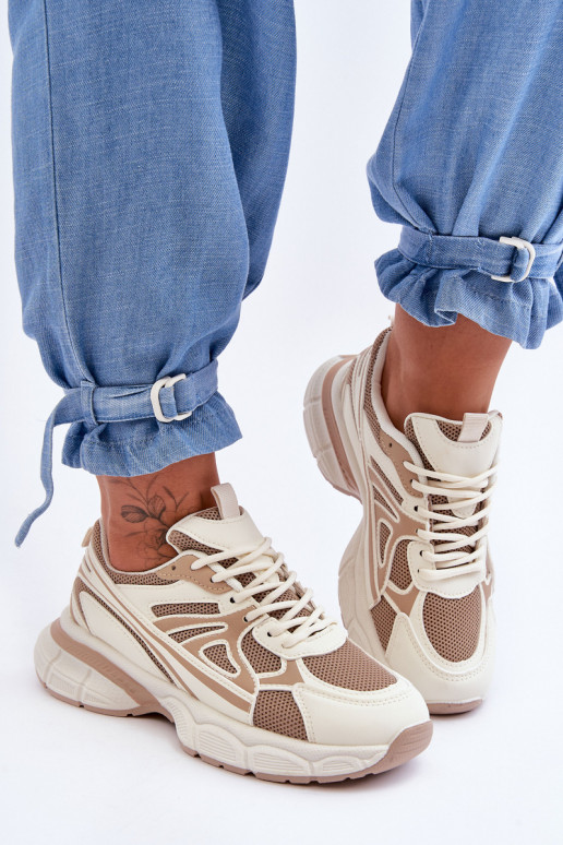 Deportivas con cordones color beige Emare