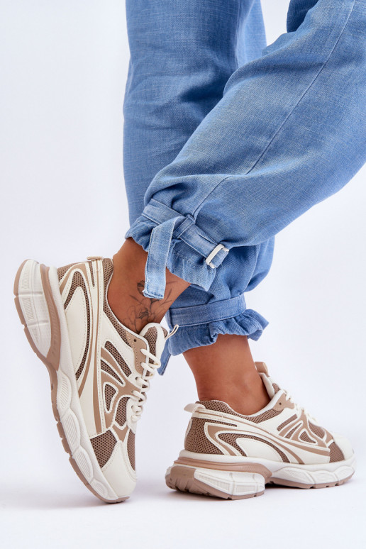 Deportivas con cordones color beige Emare