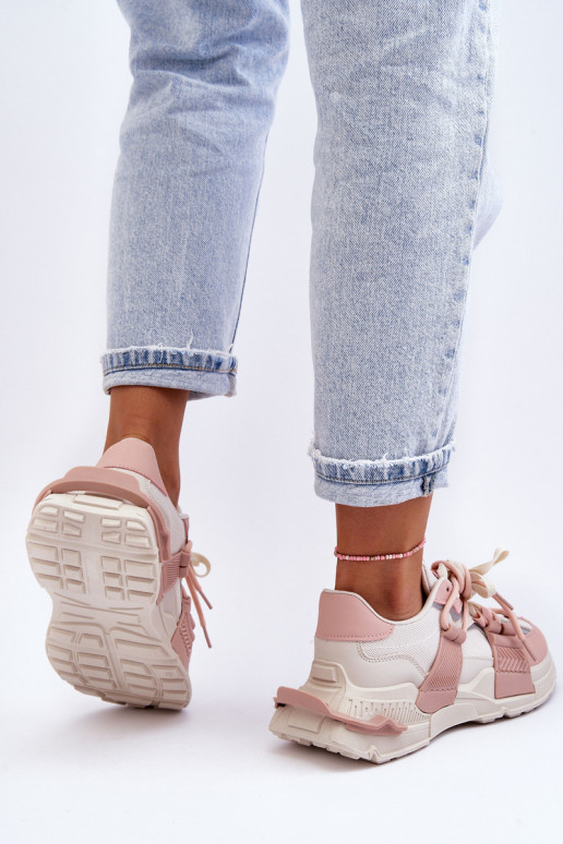 Zapatillas de moda con cordones Chillout beige-rosa!