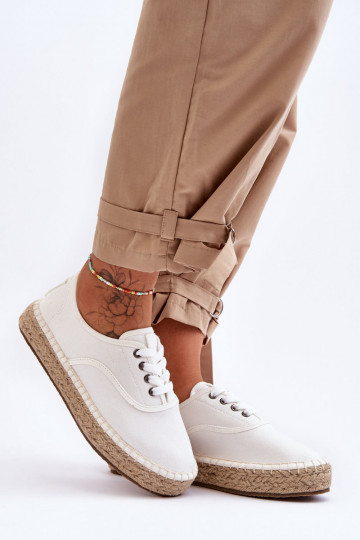Zapatos ocio cordones alpargatas Big Star LL274833 color blanco 2