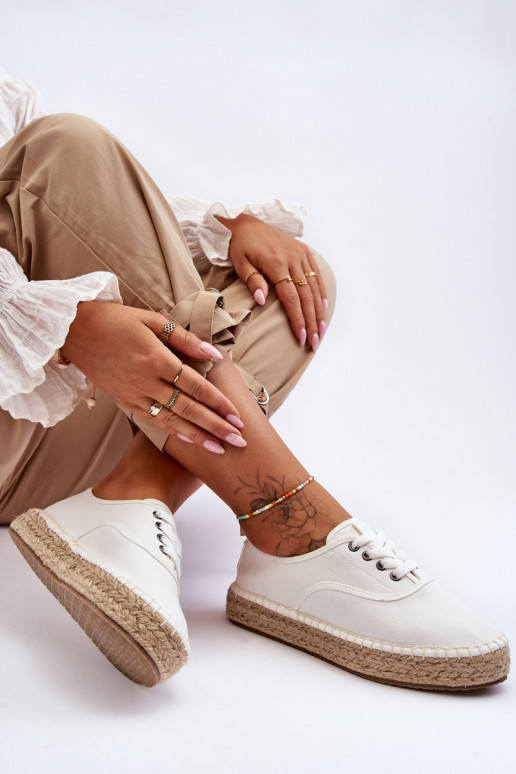 Zapatos ocio cordones alpargatas Big Star LL274833 color blanco